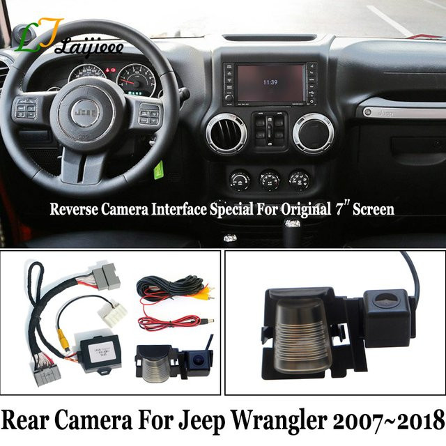LJLAIJIEEE Rückfahrkamera-Kit für Jeep Wrangler JK 2007–2018 in Schwarz, HD-Rückfahrkamera kompatibel mit OEM-Bildschirm, ohne Programmierung - Bild 1