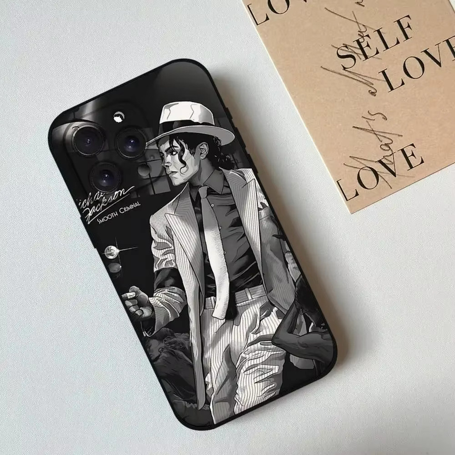 Schwarze Michael Jackson Handyhülle für Apple iPhone 17 16 15 14 13 12 11 Pro Max X XR XS Schutzhülle - Bild 4