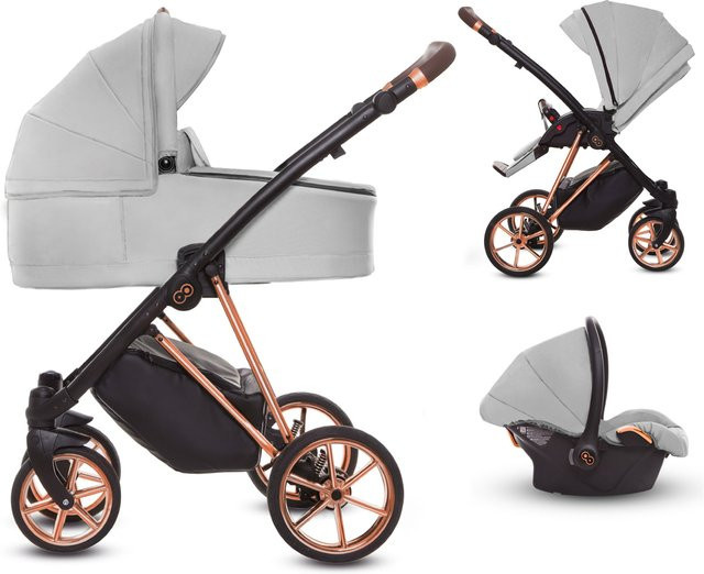 TPFLiving 3in1 Kinderwagen Ultra Stoff Zen mit Gestell Roségold - Bild 1