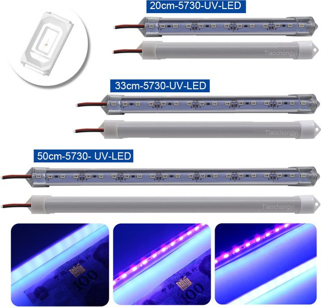 TiaoChongYi UV-LED-Lichtleiste in Lila, 12 V Aluminium U-Profil mit SMD LED-Hartstreifen für Unterschrankbeleuchtung, Länge: 50 cm - Bild 1