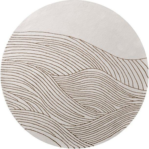 Runder Teppich Karpetti in Weiß, moderner geometrischer Stil aus Polyester, weich und flauschig, Durchmesser: 80 cm - Bild 1