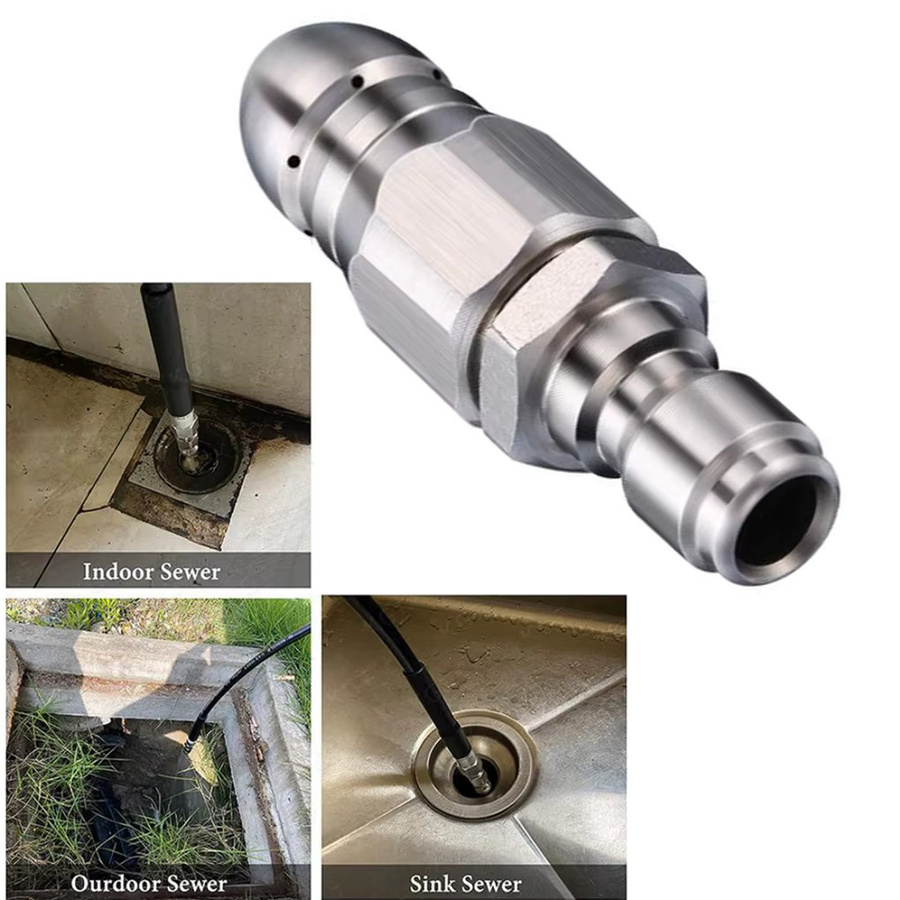 DAZZLEEX Kanalisations-Jetter Düse für 1/4 Zoll Hochdruckreiniger mit 5000 PSI, Silber - Bild 3