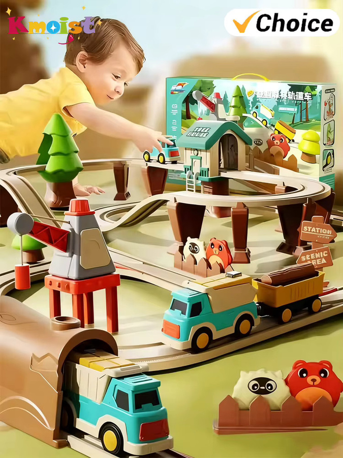 Kmoist Elektrisches DIY Eisenbahn Spielzeug Set mit motorisiertem Zug und Wald-Thema in Mehrfarbig - Bild 3