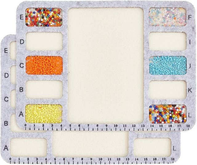2 Stück Filz-Perlenmatten mit alphabetischem Zentimeter-Maßstab für Kunsthandwerk, rechteckige Designbretter und Tablett-Perlenpads - Bild 1