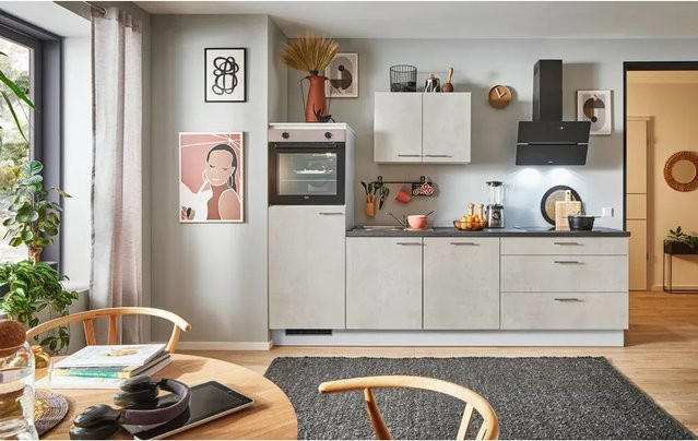 pino Küchenzeile Beton Weißgrau mit Geräteschrank, Breite: 280 cm, Höhe: 174 cm, Tiefe: 60 cm - Bild 1