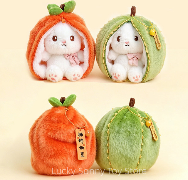 Frucht-Häschen Plüschtier, weiche Puppe, bunt / mehrfarbig - Bild 1
