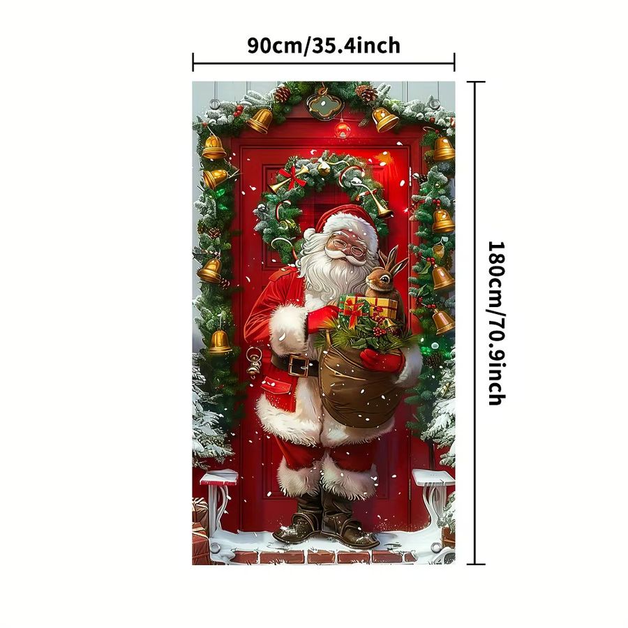 VIKAMA Weihnachtliche Schneemann Wandtapisserie als dekoratives Banner für Weihnachten und Outdoor-Dekoration, Mehrfarbig, B/H: 90 x 180 cm - Bild 2