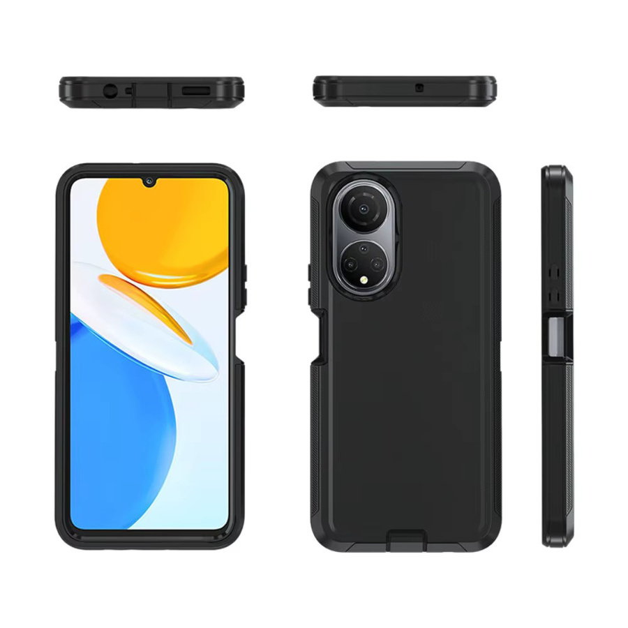 Militärische Hybrid-Schutzhülle für Honor X9 X8 X7 X6 A B C D 400 Magic 8 7 6 Lite Pro mit Clip und 3-lagigem Defender in Schwarz und Purple Blue - Bild 2