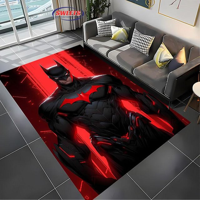 Karpetti DC Batman Logo Teppich Schwarz, Rutschfeste Bodendecke für Wohnzimmer und Kinderzimmer, B: 80 cm, T: 140 cm - Bild 1