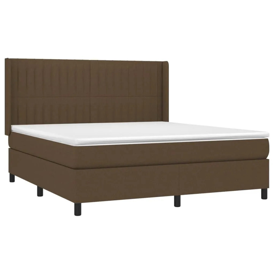 vidaXL Boxspringbett mit Matratze in Dunkelbraun, Hybridbett mit LED-Unterbettbeleuchtung und USB-Ladeanschluss, B/T/H: 160 x 200 x 163 cm - Bild 2