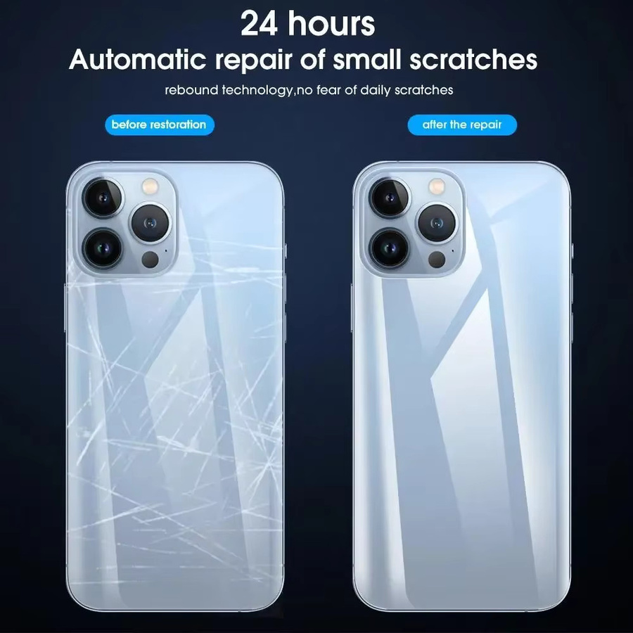 Hydrogelfolie Set für Apple iPhone 16 Pro, 16 Pro Max und 16E inklusive Randrahmen Aufkleber für Rückseite und Seiten, transparent - Bild 5