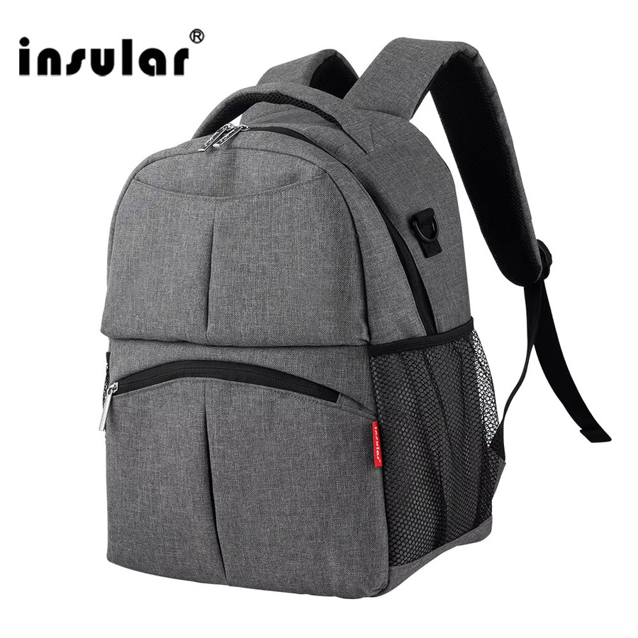 INSULAR Baby Windeltasche als multifunktionaler Rucksack, wasserdicht, grau - Bild 2