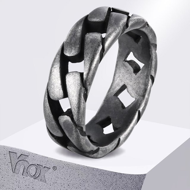 Vnox Ring, Edelstahl, Vintage, Schwarz, Herren - Bild 1