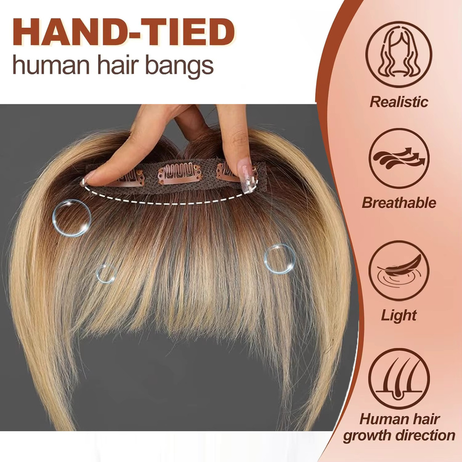 HAIRCUBE Clip-in-Pony Ombre Hellblond, 100 % Echthaar, Wispy Bangs - Bild 2