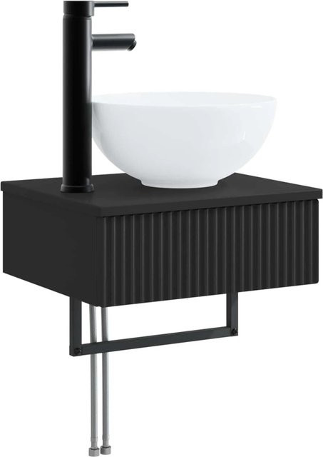 vidaXL Wandmontiertes Waschbecken Schwarz, B/T/H: 35 x 35 x 39 cm - Bild 1