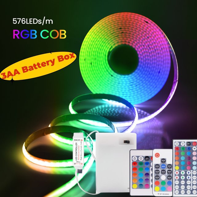 HEGEHE RGB COB LED Streifen mit Bluetooth, dimmbar, batteriebetrieben, Multicolor TV Hintergrundbeleuchtung (5V) - Bild 1