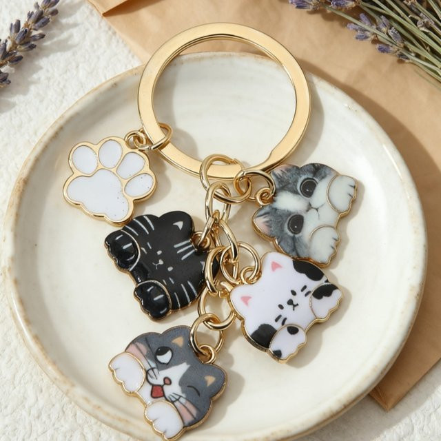 Schlüsselanhänger Emaille, Katzen-Designs, Unisex, NXQXN - Bild 1