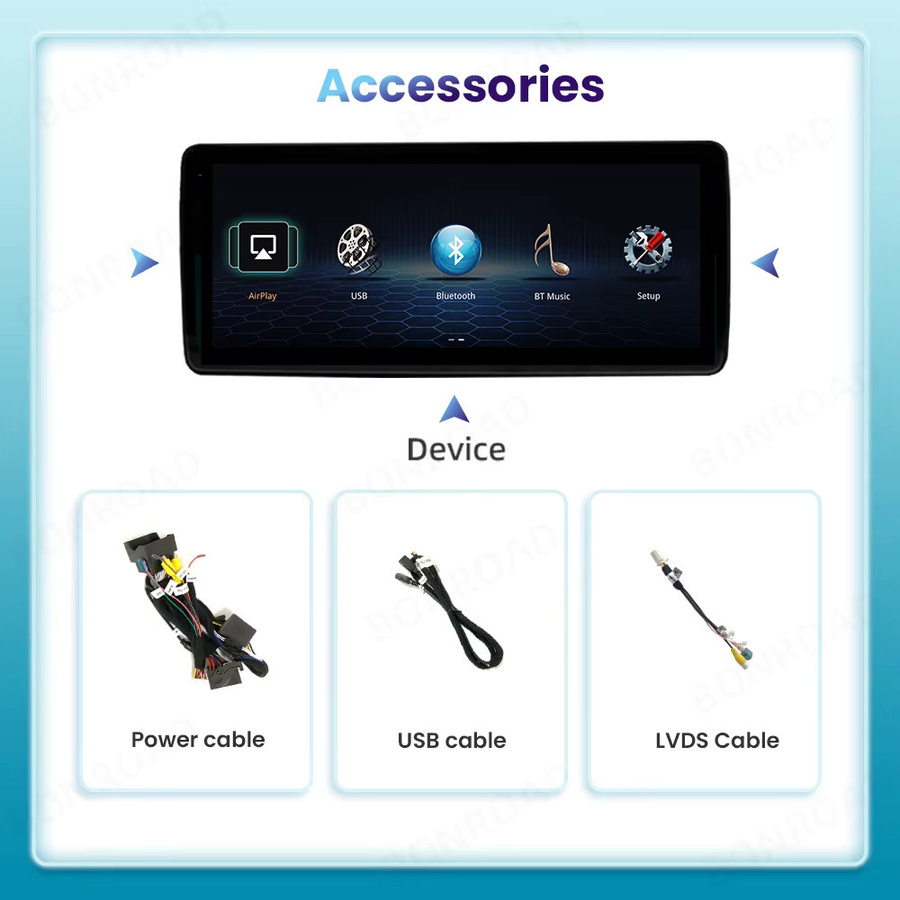 BONROAD Auto-Multimedia-Touchscreen für Mercedes Benz E-Klasse W212 mit 10,25 Zoll Display, kabelloses CarPlay, Android Auto, GPS und Bluetooth, Farbe: Schwarz - Bild 6