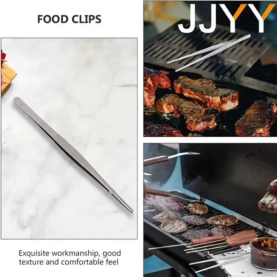 JJYY Präzisions-Lebensmittelzange aus Edelstahl in Silber – Grill- und Kochpinzette mit feinen Spitzen zum Grillen, Servieren und Kochen - Bild 2