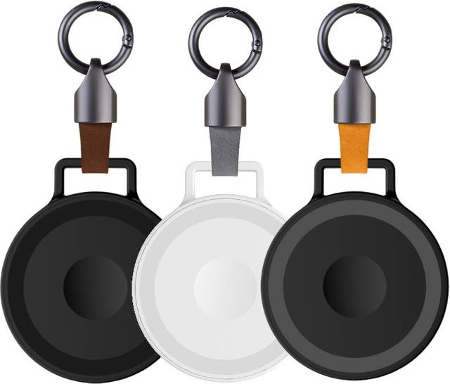 ILEPO 3-in-1-Ladestation als kabelloses Reise-Mini-Ladegerät mit Schlüsselanhänger für iPhone 12–16-Serie, AirPods und iWatch in Schwarz oder Weiß - Bild 1