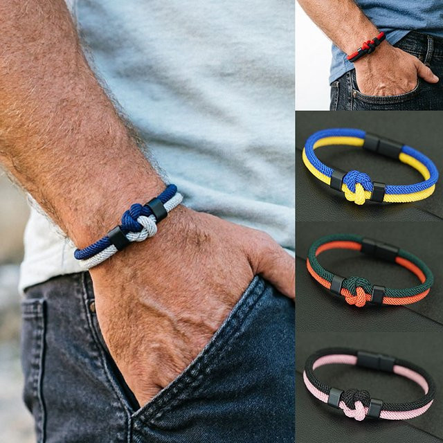 Noter Herrenarmband, Farbblock-Design, 4 mm Kordelarmband - Bild 1