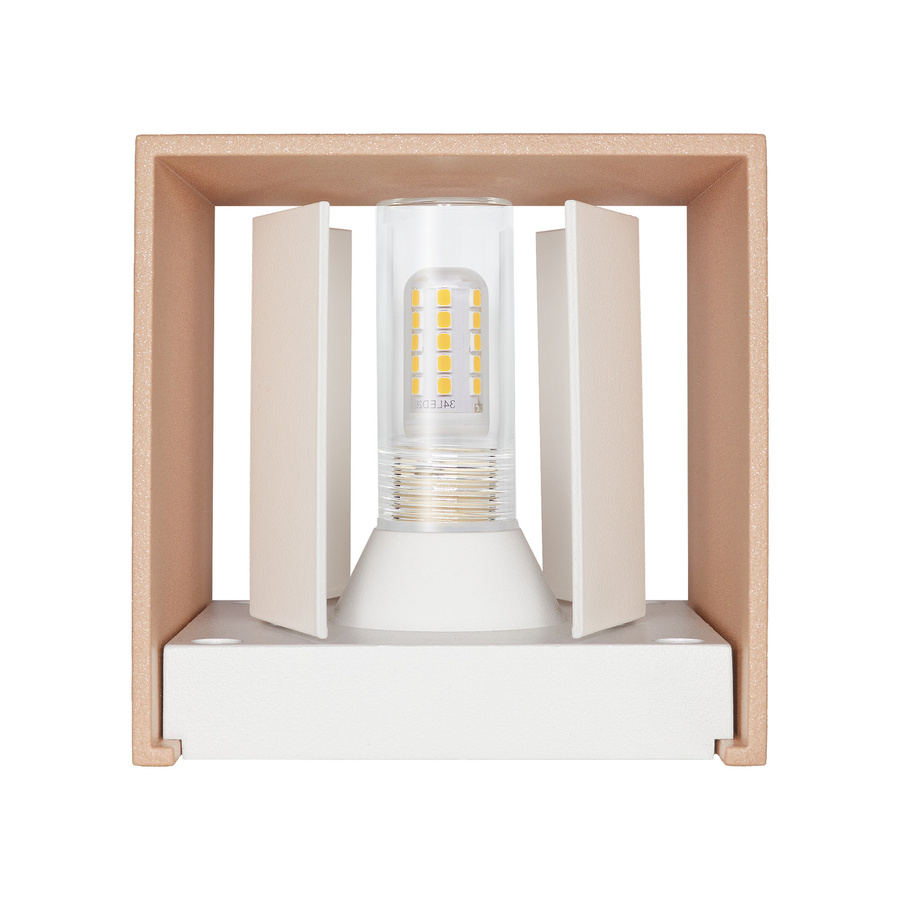 Luxvenum Wandleuchte CUBE in matt Roségold, dimmbare LED Up & Down Leuchte mit einstellbarer Abstrahlung, IP54 wetterfest aus Aluminium - Bild 1