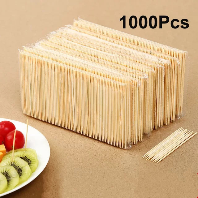 1000 Stück Einweg Doppel Kopf Zahnseide Bambus, Unisex - Bild 1