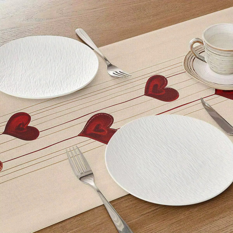 JIT Tischläufer Valentinstag aus Polyester mit hängendem Herz und grafischem Design für deine Esstischdekoration - Bild 2