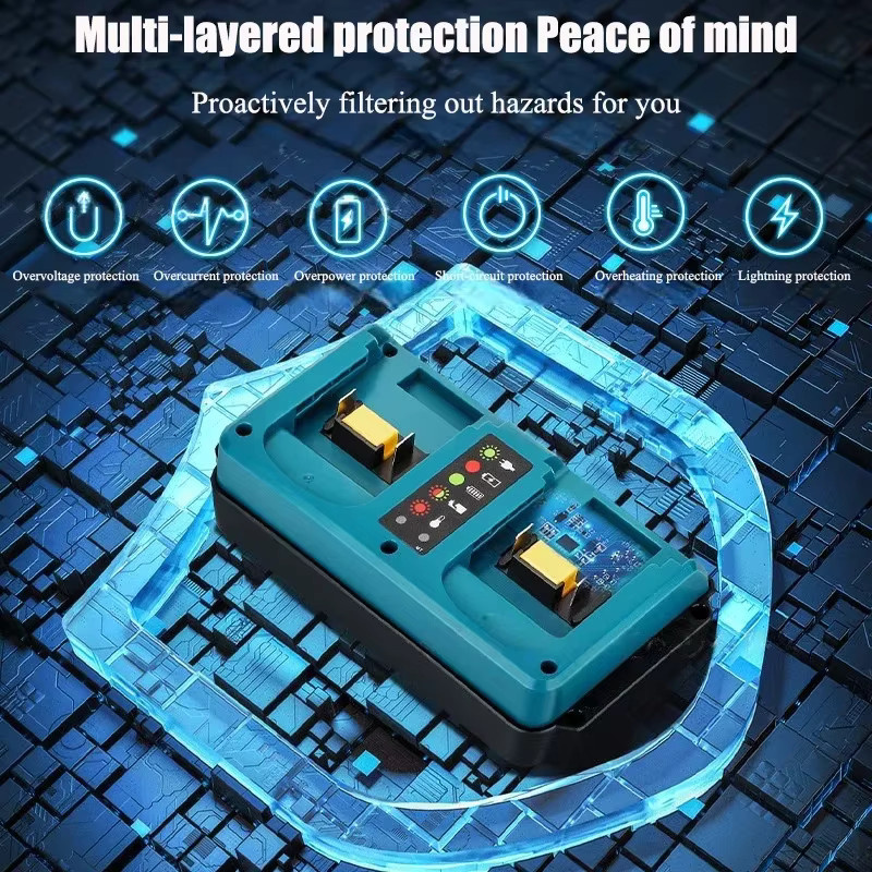 Makita Dual-Port Lithium-Batterieladegerät mit intelligenter LED-Anzeige für 14,4–18 V Akkus - Bild 4