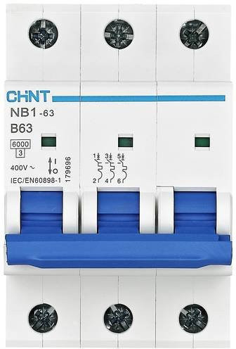 Chint Leitungsschutzschalter NB1-63 3-polig 50A 6kA 240V/415V in Weiß - Bild 1