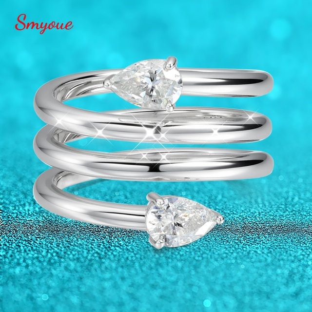 Smyoue Ringe, 925 Silber vergoldet, Moissanit, Damen - Bild 1