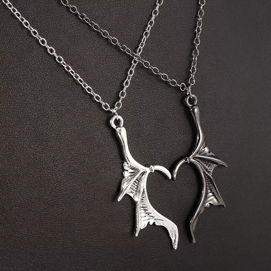 Halskette Gotisches Split-Flügel-Herz, Silber, Unisex - Bild 3