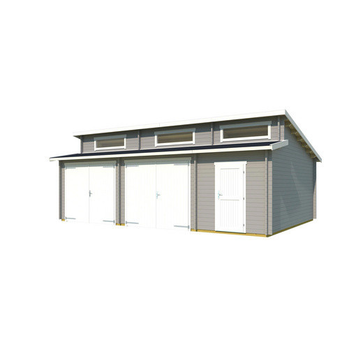 Lasita Maja Blockbohlen-Garage Hawaii mit Holztoren in Carbongrau, B/T: 780 x 520 cm - Bild 2