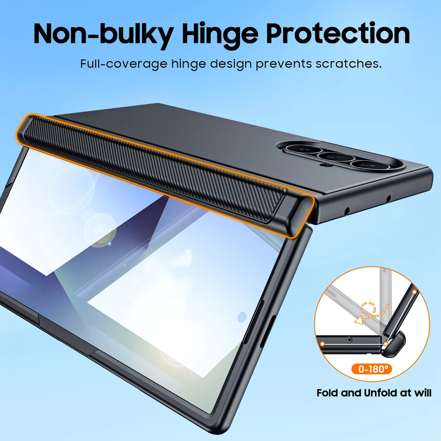 BANGZAO Handyhülle für Galaxy Z Fold 7 in Schwarz mit MagSafe, Scharnierschutz, Displayschutzfolie und integriertem Ständer - Bild 5