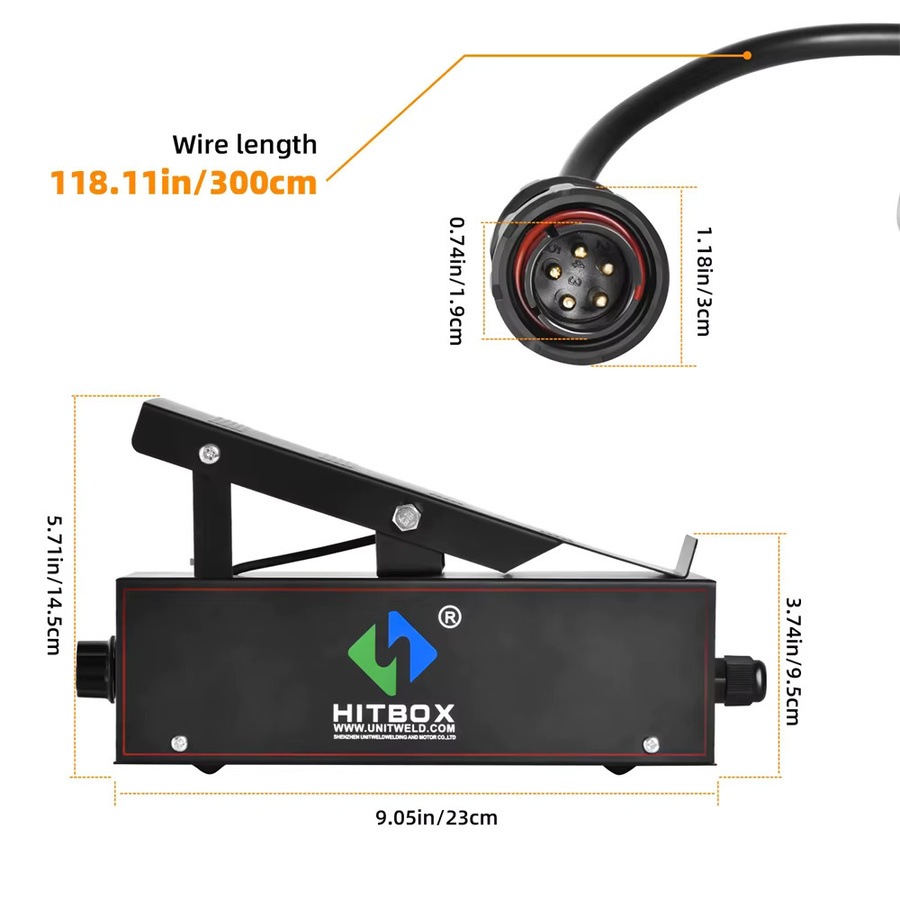 HITBOX 5-poliges Fußpedal für WIG-Schweißen, Verstärker-Steuerpedal in Schwarz, kompatibel mit HBT250P AC/DC und CT-520 Maschinen - Bild 2