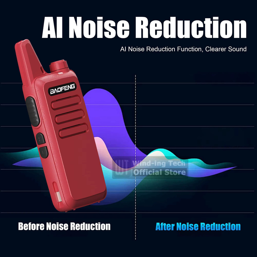 Baofeng BF-T20D Mini Walkie Talkie Set mit AI Noise Reduction und Typ-C, 2er Pack, Rot und Schwarz - Bild 5