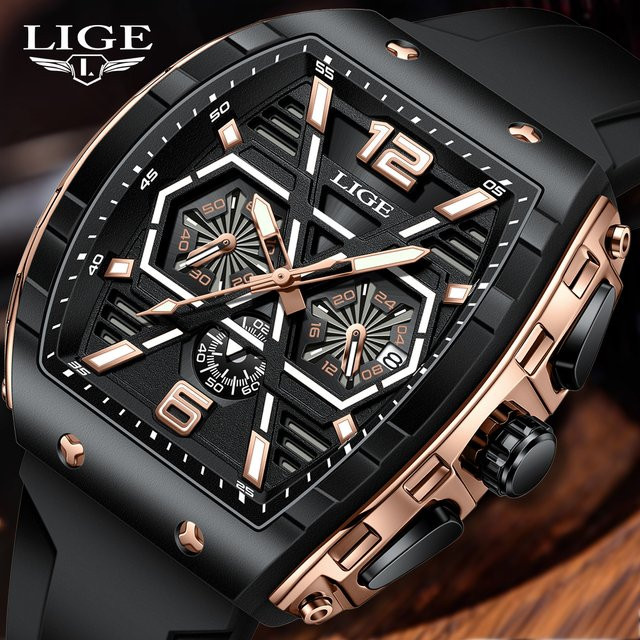 Lige Armbanduhr Quarz, Silikon, Schwarz, Herren - Bild 1