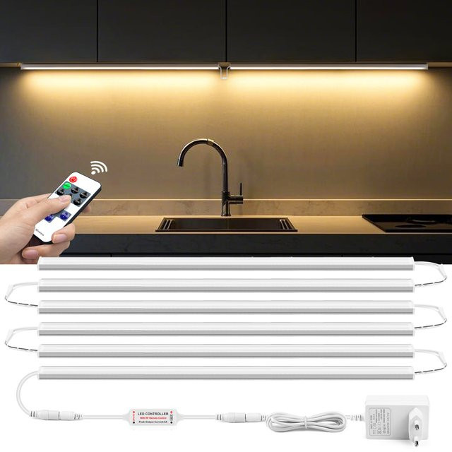 CHNAITEKE Dimmbare LED-Lichtleiste 12V mit RF-Fernbedienung für Küche und Schlafzimmer, Weiß/Warmweiß - Bild 1
