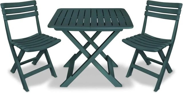 vidaXL 3-tlg Bistro-Set aus Kunststoff in Grün klappbar - Bild 1