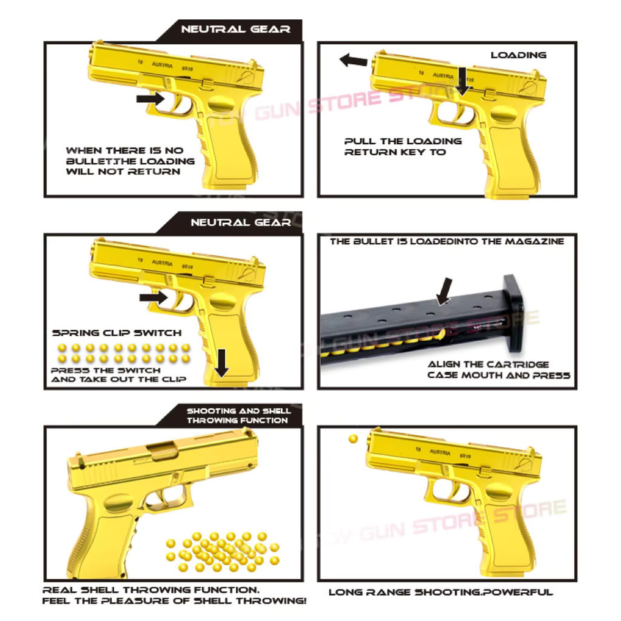 Braune Spielzeugpistole G18, Schaumstoff-Softpistole, manuell - Bild 1