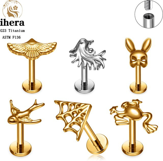 ihera Ohrstecker Titan, Zirkonia, Fliegender Vogel, Unisex - Bild 1