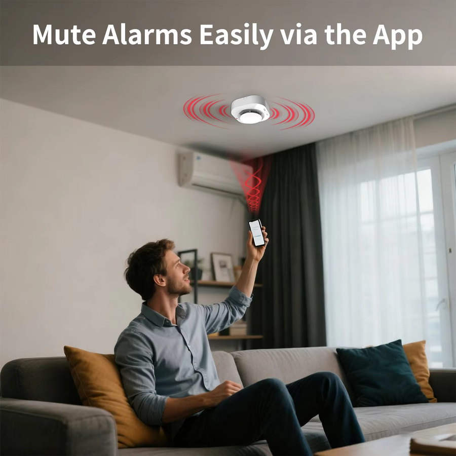 Tuya WiFi Photoelektrischer Rauchmelder 360 Grad Intelligenter Rauchmelder in Weiß - Bild 5