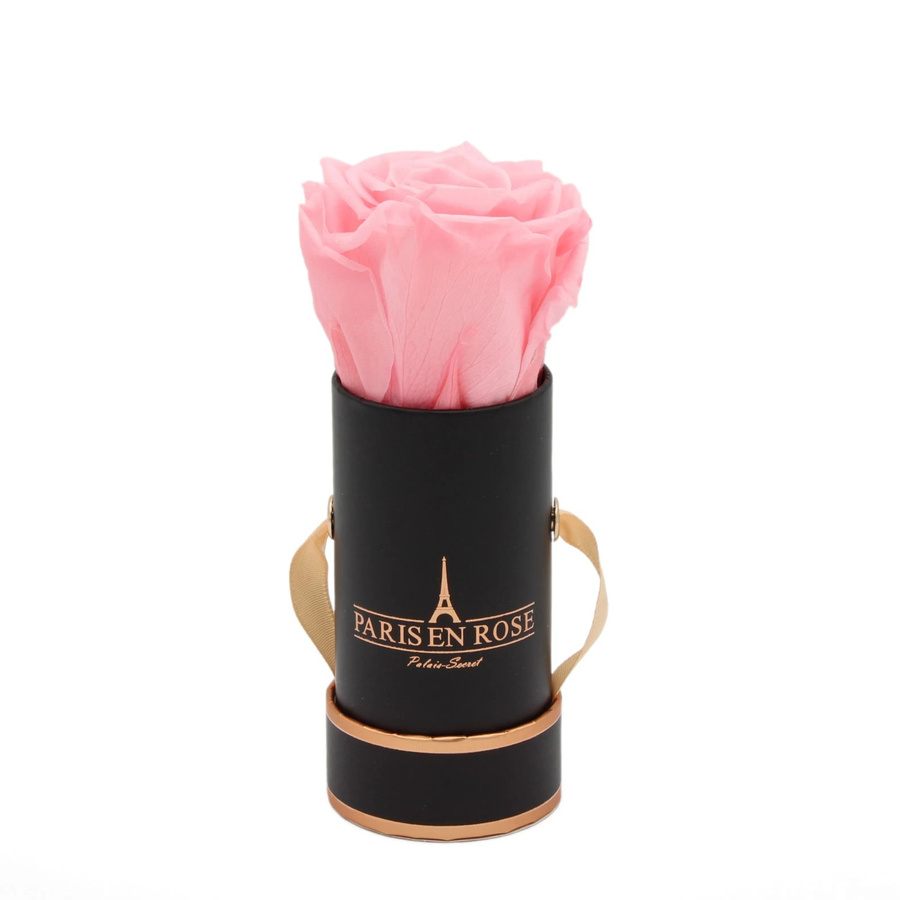 PARIS EN ROSE Rosenbox Schwarz-Roségold mit einer rosa Rose, Durchmesser: 5 cm - Bild 2