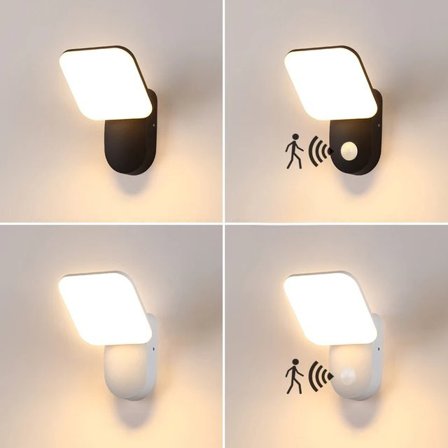 Claeted LED Außenwandleuchte mit Bewegungsmelder, IP65 wasserdicht, modern quadratisch, weiß - Bild 1