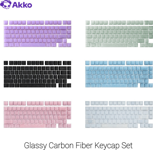 Akko Glassy Carbon Fiber Keycap-Set in Grün, Double-Shot Cherry Profil mit seitlichem Druck für mechanische Tastaturen (61/75/87/Full Size) - Bild 1