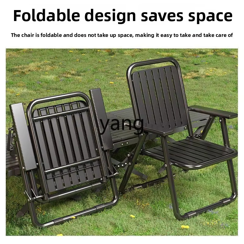 LH Home Klappstuhl Liegestuhl in Schwarz mit Armlehnen und verstellbarer Rückenlehne aus Metall - Bild 4