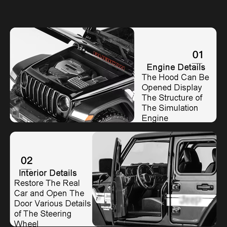 MAKEDA Wrangler G63 Modellauto, 1:22, mit Licht und Sound, Schwarz - Bild 5