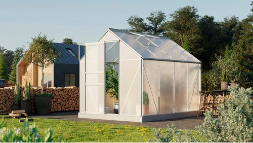 Mr. GARDENER Gewächshaus 5000/4 ET aus Aluminium und Kunststoff in Silber, 5 m², winterfest - Bild 1
