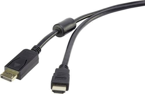 Renkforce DisplayPort auf HDMI Adapterkabel Schwarz, Länge: 1,80 m, mit Ferritkern und vergoldeten Steckern, Modell RF-4382727 - Bild 1