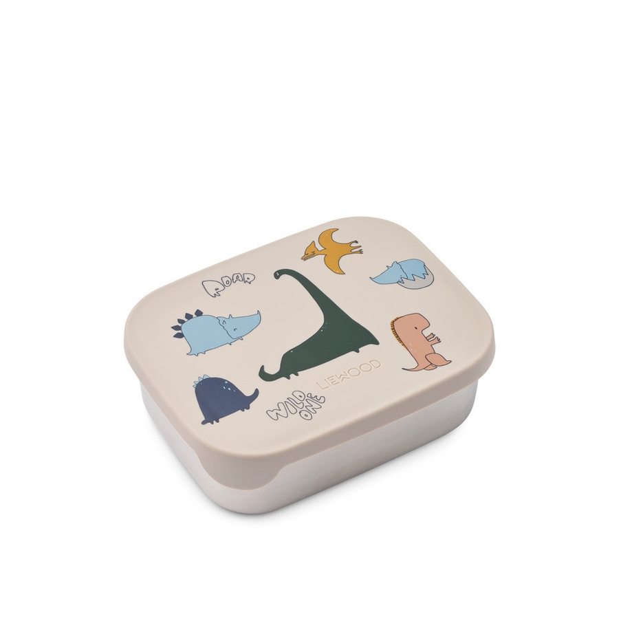 Liewood Arthur Lunchbox Dino Roar in Sand/Beige mit Trennfächern aus Edelstahl und Silikon - Bild 1